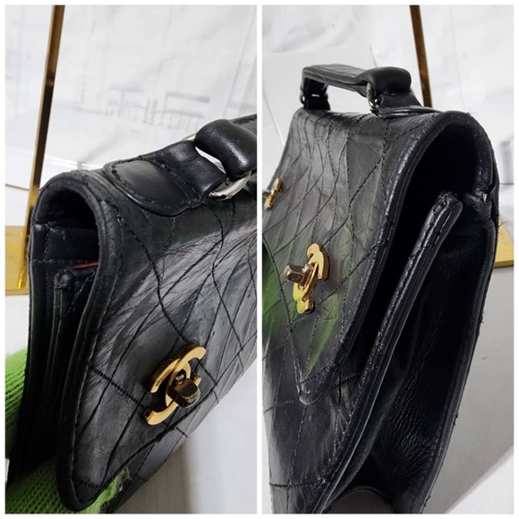 Authentic Chanel Vintage Matelasse Double Turnlock Shoulder Bag Black - Picture 12 of 16